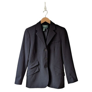 Ralph Lauren Petite Wool Blend Blazer sz 6P in Black Office Work Business Casual